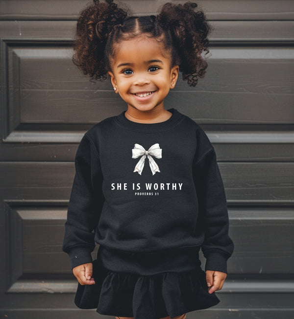 She Is Worthy KIDS Sweatshirt